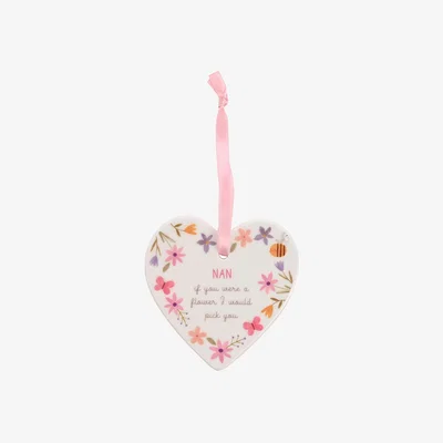 Dunelm Nan Ceramic Heart Hanging Plaque