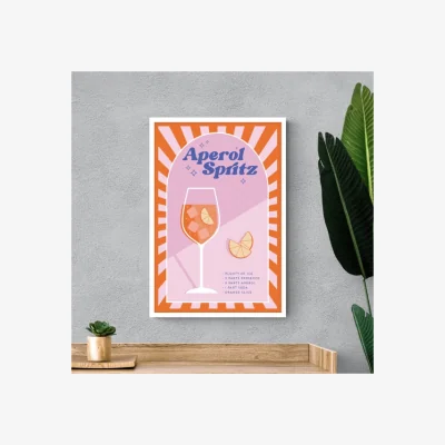 Dunelm Aperol Spritz Framed Print Pink