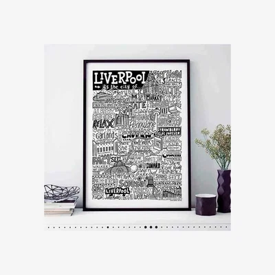 Dunelm Sketchbook Design Liverpool Landmarks Framed Print