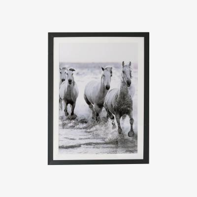 Dunelm Wild Horses Glitter Framed Print Grey