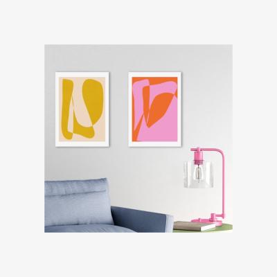 Dunelm East End Prints Set of 2 Yellow and Pink Abstract by Apricot and Birch Prints