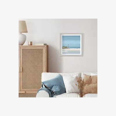 Dunelm Summer Bay by Ulyana Hammond Framed Print Taupe