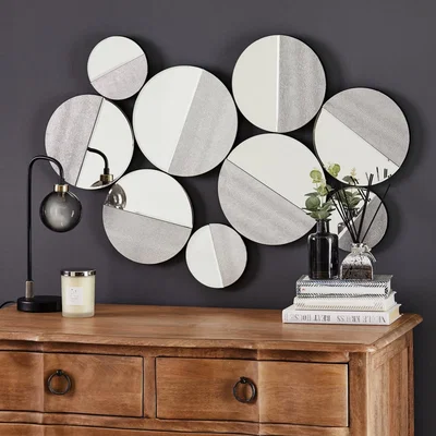 Dunelm Circular Snakeskin Effect Wall Art Silver