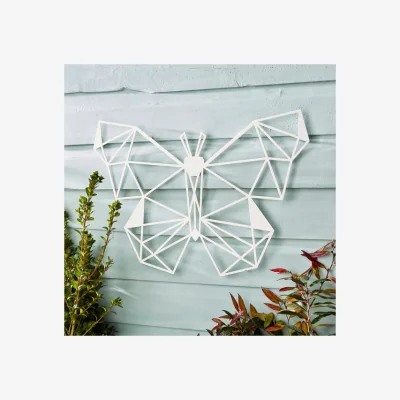 Dunelm Indoor Outdoor Metal Butterfly Wall Art 50x35cm Cream