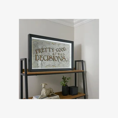 Dunelm Bad Decisions Light Up Mirrored Wall Art