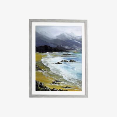 Dunelm Black Bay Framed Print Grey/Blue/Yellow