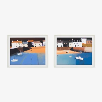 Dunelm Cedar and Sage Set of 2 Houses by the Sea Framed Canvases