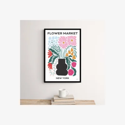 Dunelm Flower Market New York Framed Print MultiColoured
