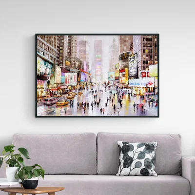 Dunelm Times Square by Richard Macneil Framed Canvas MultiColoured