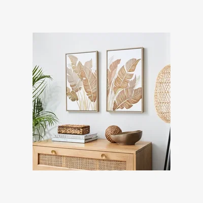 Dunelm Set of 2 Leaf Framed Canvases