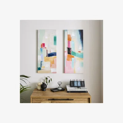 Dunelm Set of 2 Bright Abstract Canvases