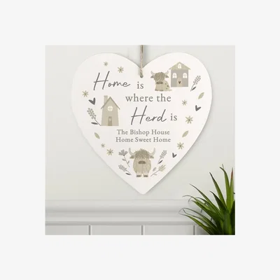 Dunelm Personalised Highland Cow Heart Ornament