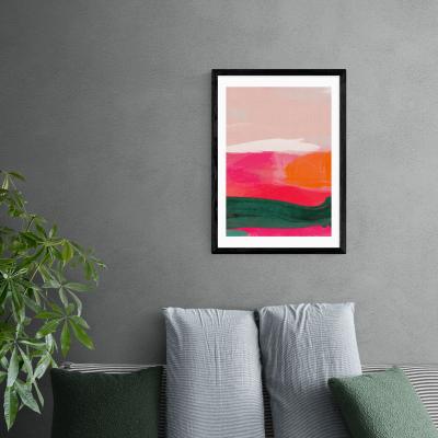 Dunelm East End Prints Green & Pink Abstract III Framed Print Pink