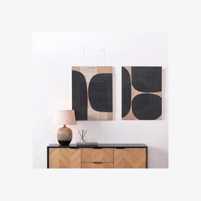 Dunelm Set of 2 Wooden Textured Wall Art