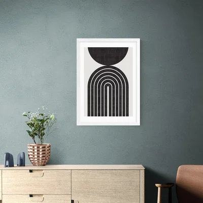 Dunelm East End Prints Abstract Rainbow Circle Print Black