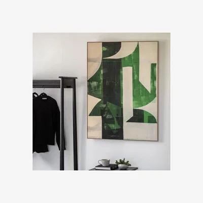 Dunelm Cedar & Sage Emerald Abstract Framed Canvas