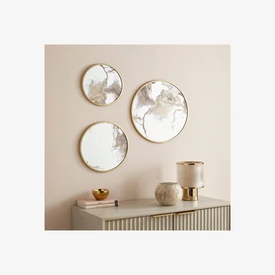 Dunelm Set of 3 Minimalux Round Mirrored Wall Art