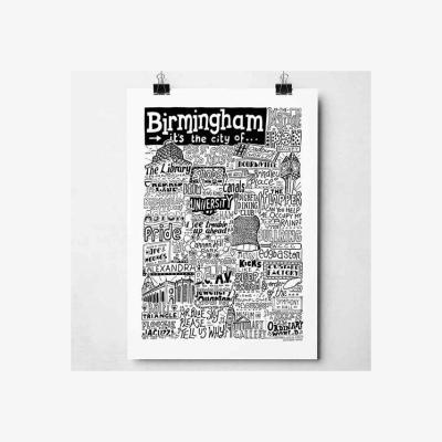 Dunelm Sketchbook Design Birmingham Landmarks Framed Print