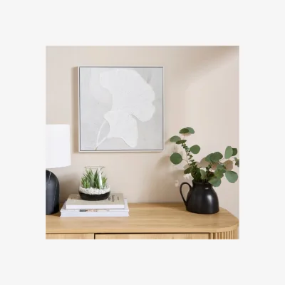 Dunelm Textured Gingko Leaf Framed Canvas