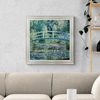 Dunelm Waterlilies and Japanese Bridge by Monet Framed Print MultiColoured