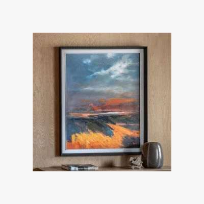Dunelm Cedar and Sage Warm Sea Scene Framed Canvas