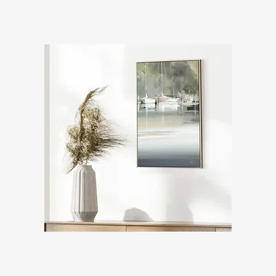 Dunelm Peaceful Mooring by Craig Trewin Penny Framed Canvas Gold