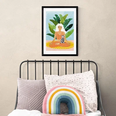 Dunelm East End Prints Meditation with Cat Print MultiColoured