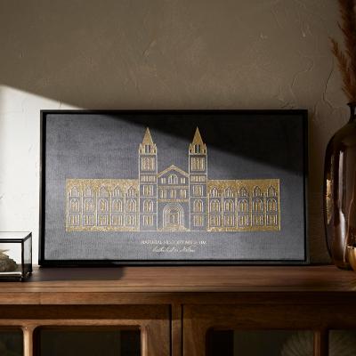 Dunelm Cathedral to Nature Framed Velvet Canvas Grey