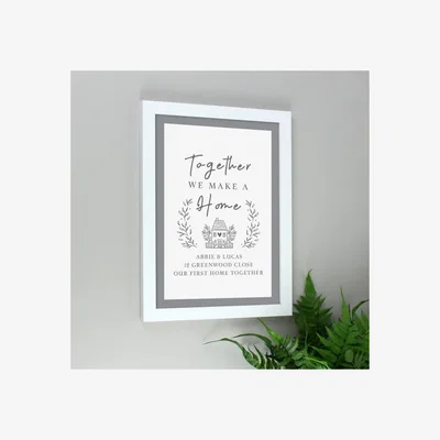 Dunelm Personalised Home A4 Framed Print White