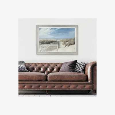 Dunelm View To Sea by Adelene Fletcher Framed Print Grey