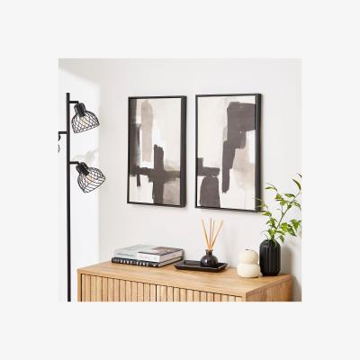 Dunelm Set of 2 Monochrome Abstract Framed Canvases