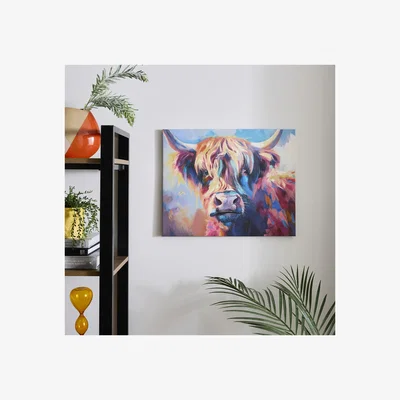 Dunelm Colourful Cow Canvas