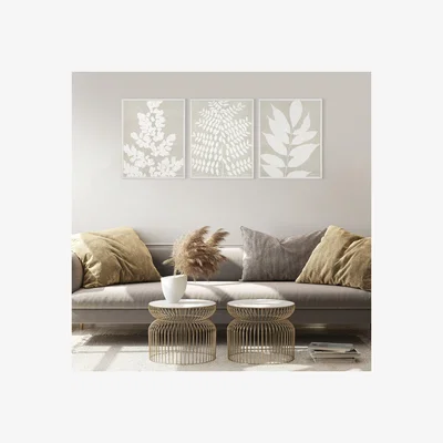 Dunelm Set of 3 Leaf Silhouette Framed Prints