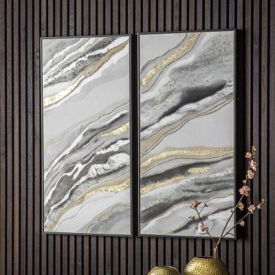 Dunelm Set of 2 Geo Abstract Framed Canvas MultiColoured