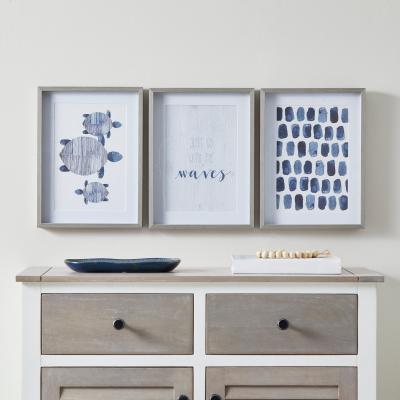 Dunelm Set of 3 Coastal Framed Prints White and Blue