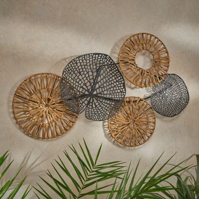 Dunelm Indoor Outdoor Artisan Leaf Wall Art 85cm MultiColoured