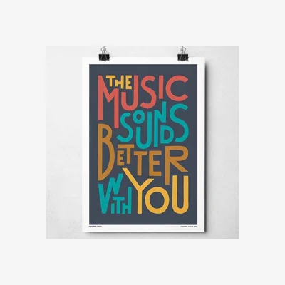 Dunelm Sketchbook Design The Music Sounds Better With You Framed Print