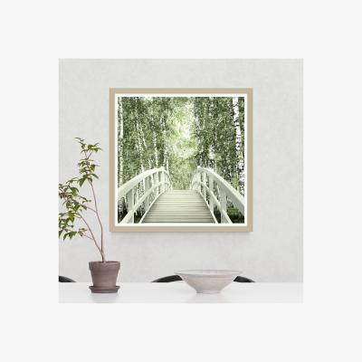 Dunelm Bridge To The Birch Forest Framed Print Green