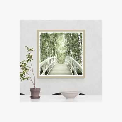 Dunelm Bridge To The Birch Forest Framed Print Green