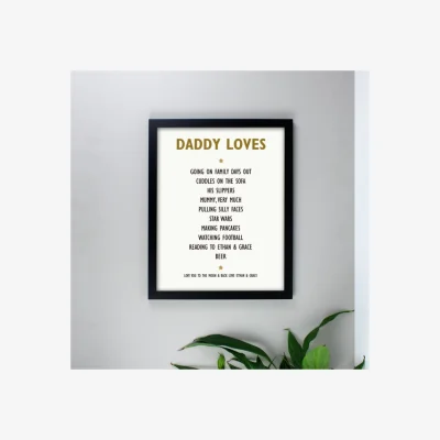 Dunelm Personalised List of Love Framed Print Black