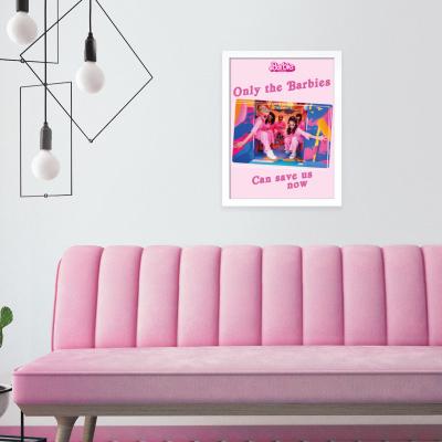 Dunelm Only the Barbies Can Save Us Now Framed Print Pink