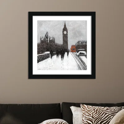 Dunelm The Art Group Snow Men Framed Print Black and white