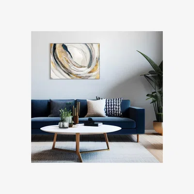 Dunelm Cedar & Sage Whirl Abstract Framed Canvas Grey