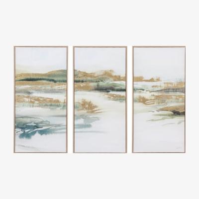 Dunelm Cedar & Sage Set of 3 Triptych Abstract Landscape Framed Canvases