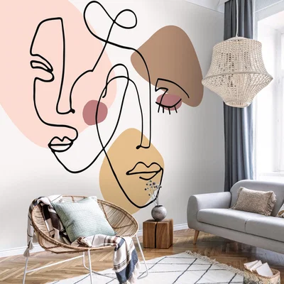 Dunelm Abstract Faces Mural MultiColoured