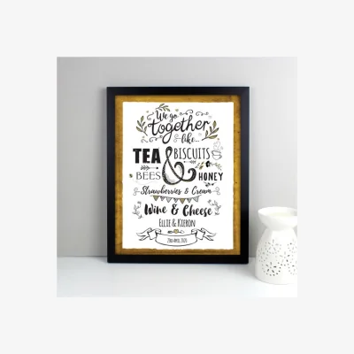 Dunelm Personalised We Go Together Like Framed Print Black
