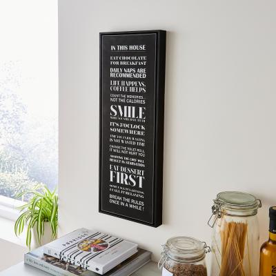 Dunelm House Rules Capped Canvas 63cm x 21cm Faux Zebra Print Black and White