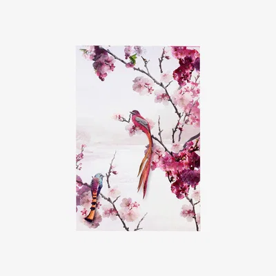 Dunelm Kotori Birds Canvas Pink/White
