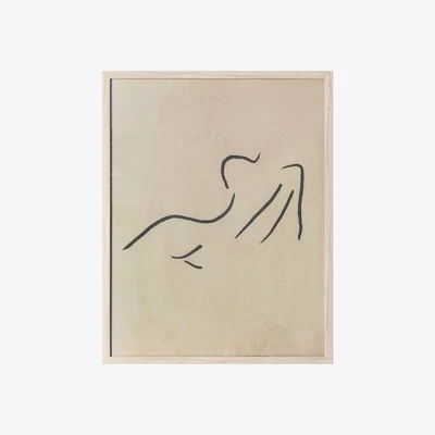 Dunelm Figurine Line Drawing Framed Print Natural