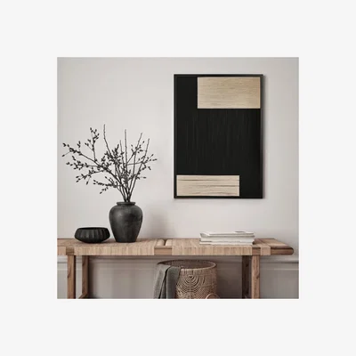 Dunelm Hestia Cream & Black Geometric Thread Wall Art